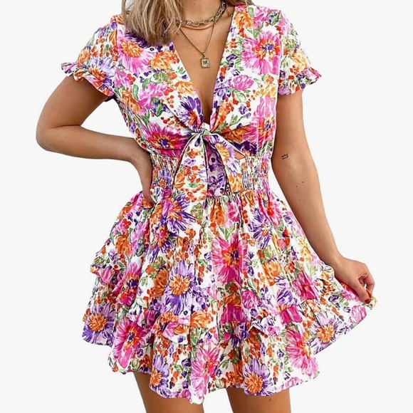 PrettyGarden Dresses & Skirts - Floral Tie Front Dres
